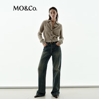 MO&Co.【NOIR系列】牛仔裤2025冬怀旧靛蓝棉质中高腰微喇MBE4JEN016 牛仔蓝色 S 26