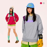 Mmlg圆领卫衣女男2025冬季韩系重磅发热暖皮绒面印花同款保暖上衣 花灰色 S