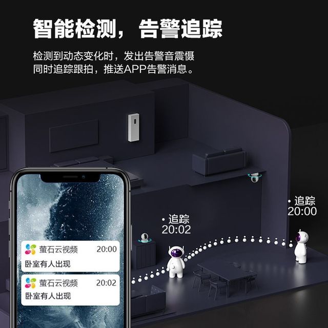 萤石 400w超高清PD1智能监控摄像头室内家用360度wifi手机远程