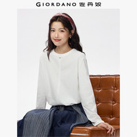 佐丹奴长袖T恤女2026年春纯棉金属标宽松圆领上衣女13325785