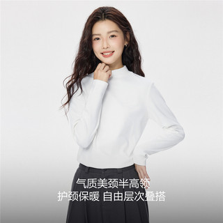 佐丹奴长袖T恤女秋冬双面绒保暖纯色半高领打底衫女05325822 11 标志灰 M