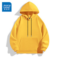 真维斯(Jeanswest)连帽卫衣男款潮流宽松上衣2026新款秋冬美式重磅青少年百搭外套衫 姜黄 纯色 2XL