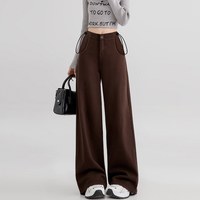 浪莎裤子秋冬季外穿加绒2026阔腿裤软牛仔裤宽松百搭长裤 XL