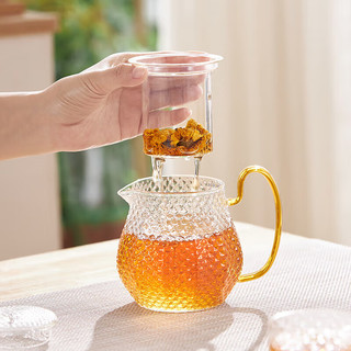 康宁5件套耐热玻璃茶具套装 茶壶茶杯 1壶4杯茶具 龙鳞茶具套装