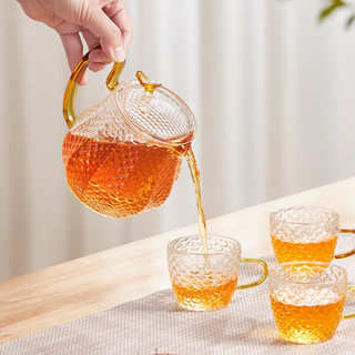 康宁5件套耐热玻璃茶具套装 茶壶茶杯 1壶4杯茶具 龙鳞茶具套装