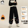 贝蒂女童秋冬儿童宽松运动加绒阔腿裤2025年冬季大童卡通长裤裤子 黑色【繁花星愿】