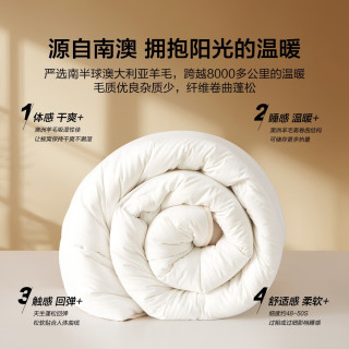 百丽丝 澳洲进口100%纯羊毛加厚冬被 6斤重 200cm*230cm