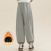 贝蒂女童秋冬儿童宽松运动加绒阔腿裤2025年冬季大童卡通长裤裤子 浅麻灰.
