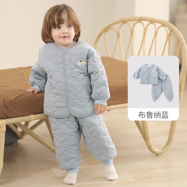 值选：巴厘小猪 2件套儿童夹棉套装冬季加厚保暖棉袄内胆+裤子套装（4色可选）