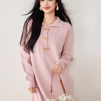 Puella 拉夏贝尔Puella连衣裙女2025新款冬小个子宽松显瘦气质针织长裙子