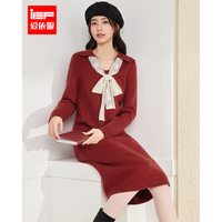 IEF/爱依服连衣裙2025秋冬韩版温柔小女人气质毛织长上衣裙