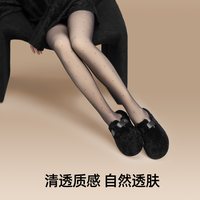 小野和子波点黑丝光腿女冬加绒加厚连裤袜双层黑透肤打底丝袜