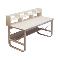 木匠印记实木电脑桌家用书桌学习桌台式书架一体桌靠墙书架桌 【实木生态板】奶油白80cm 单桌款