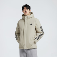 移动端、京东百亿补贴：adidas 男 运动型格系列 3S HOODED INS J 短棉服 JY8305 卡其色 XL