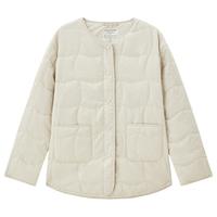 佐丹奴棉衣外套女24冬夹棉格纹绗缝双口袋圆领棉服女05374709