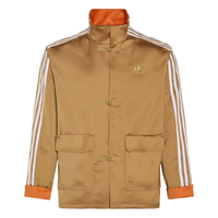 adidas大童新年款新中式OVERSIZE三条纹立领外套阿迪达斯三叶草 麦棕 164
