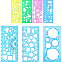 酷小帅多功能尺子过年手抄报尺子春节手抄报万花尺尺子小模板一年级几何数学七件套 粉色