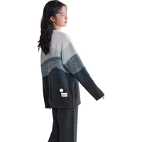 静韵【超柔软】半边绒渐变睡衣女秋冬珊瑚绒加厚保暖家居服套装男 M