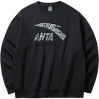 安踏(ANTA)运动户外卫衣男针织圆领冬季长袖黑色男士休闲宽松衣服跑步新年款 【标准大logo加绒】清风绿8712-2 男3XL(190)