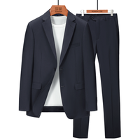 罗蒙 【70%绵羊毛】男士西装套装西服套装绵羊毛两件套修身西装套装