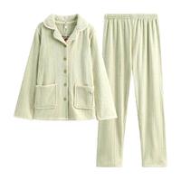芬腾睡衣海岛绒秋冬加厚保暖长袖女士套装珊瑚绒加绒家居服男