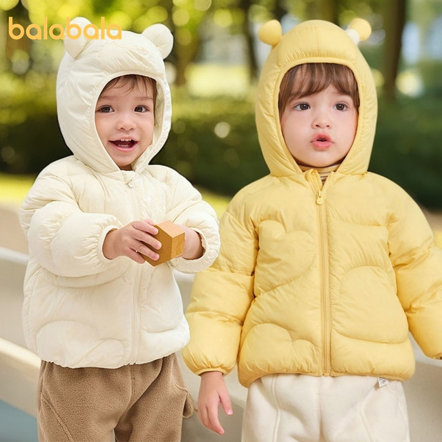 移动专享：巴拉巴拉 童装儿童羽绒服男童女童连帽外套蓬松时尚秋冬装宝宝可爱