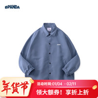 熊猫·本(ben.panda)【蒲熠星同款】夹克男外套工装棉服男潮流ins教练服休闲棉衣 烟蓝色(字母刺绣款) M