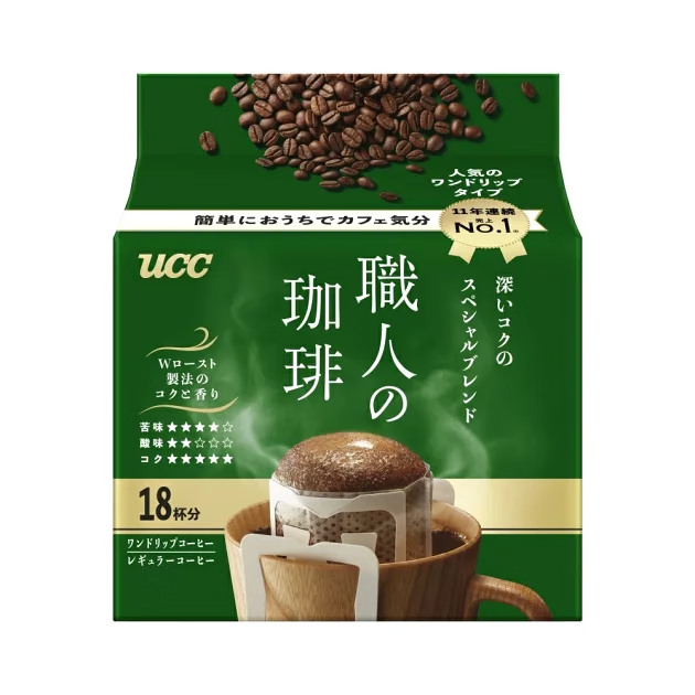 UCC 日本原装进口滴滤挂耳咖啡 7g*18包 中度烘焙