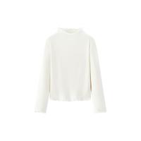 森马（Semir）长袖T恤女半高领紧身冬季2025发热抓绒木耳边打底衫109725101013