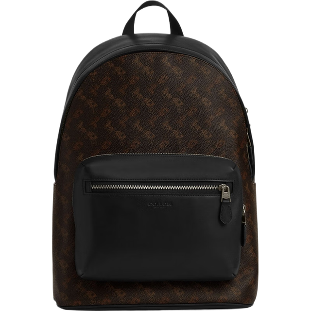 COACH 奥莱男士男包老花马车图案WEST双肩包背包通勤商务 Qb/松露色 混合色