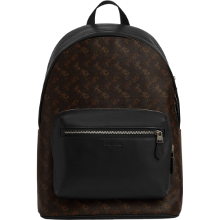 COACH 奥莱男士男包老花马车图案WEST双肩包背包通勤商务 Qb/松露色 混合色