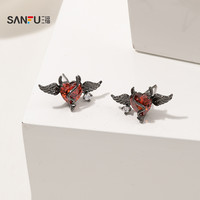 SANFU 街潮暗黑羽灵耳钉一对 时尚个性装饰首饰耳环耳饰840394