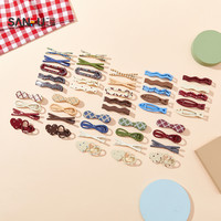 SANFU 少女心彩色格纹组合发饰时尚发夹清新头饰配饰835978