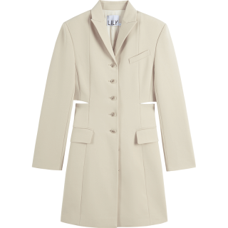 限尺码：LILY 冬季别致洋气露腰纯色通勤西装连衣裙