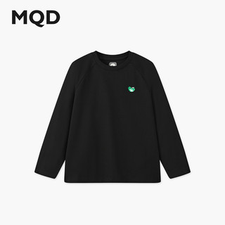 马骑顿（MQD）男童25秋亲肤舒适撞色卡通打底衫长袖T恤内搭 黑色 130