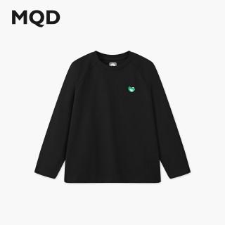 马骑顿（MQD）男童25秋亲肤舒适撞色卡通打底衫长袖T恤内搭 黑色 130