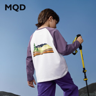 马骑顿（MQD）男童25秋亲肤舒适撞色卡通打底衫长袖T恤内搭 深紫 130