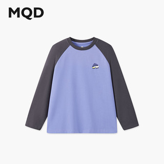 马骑顿（MQD）男童25秋亲肤舒适撞色卡通打底衫长袖T恤内搭 蓝紫 110