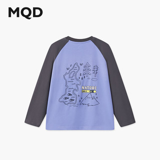 马骑顿（MQD）男童25秋亲肤舒适撞色卡通打底衫长袖T恤内搭 蓝紫 110
