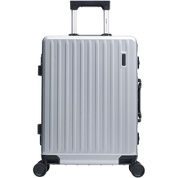 PLUS会员：爱华仕 大容量铝框旅行箱成人行李箱拉杆箱旅游箱包 银色 24英寸 需托运箱