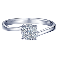 钻石世家【求婚钻戒】18K金钻石戒指群镶50分效果结婚钻戒 纪念日求婚礼物 共15分 扭臂款