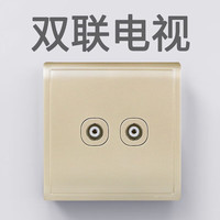 施耐德(Schneider)电气施耐德开关丰尚系列家用金色一开五孔二三插86型暗装开关插座 双电视插