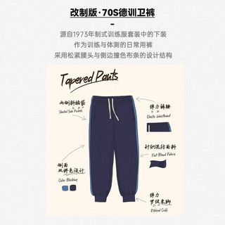 马登 MADEN工装美式休闲训练卫裤松紧腰男士运动裤华夫格蓝色束脚长裤子男秋 海军蓝 【直筒裤子男款2025最】 L