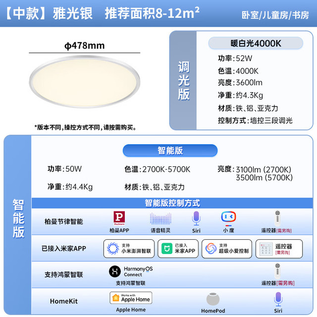 Paulmann P德国柏曼吸顶灯 日光3.0 LED全光谱超薄灯具 52瓦
