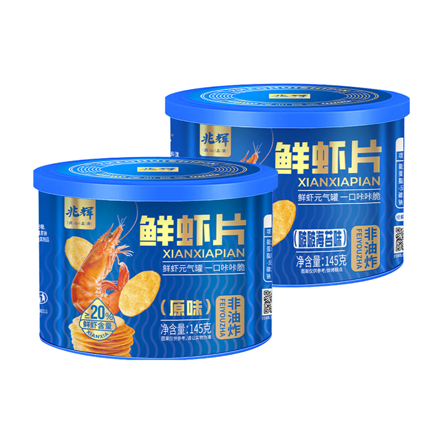  兆辉 非油炸 虾片  罐装 145g