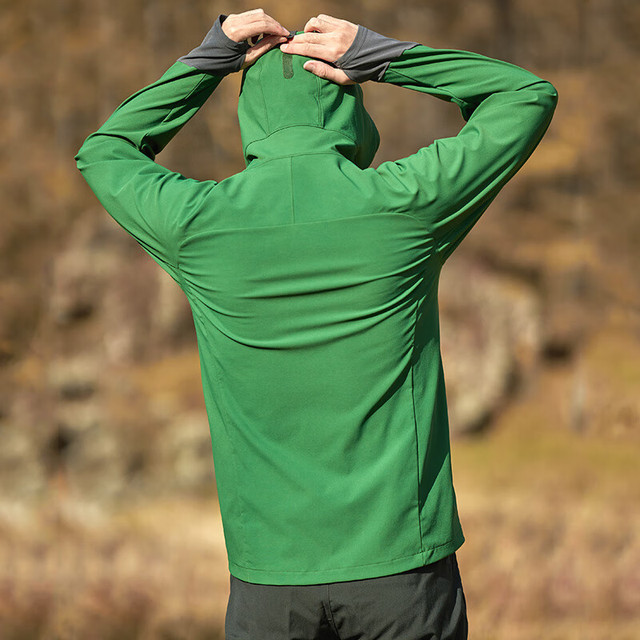 mont·bell 软壳衣男款户外秋冬防风保暖防泼水徒步登山连帽外套 1106727 DGN深绿色 2XL