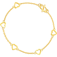 Chow Sang Sang 周生生 14677B 闪沙心形足金手链 17cm 4.7g