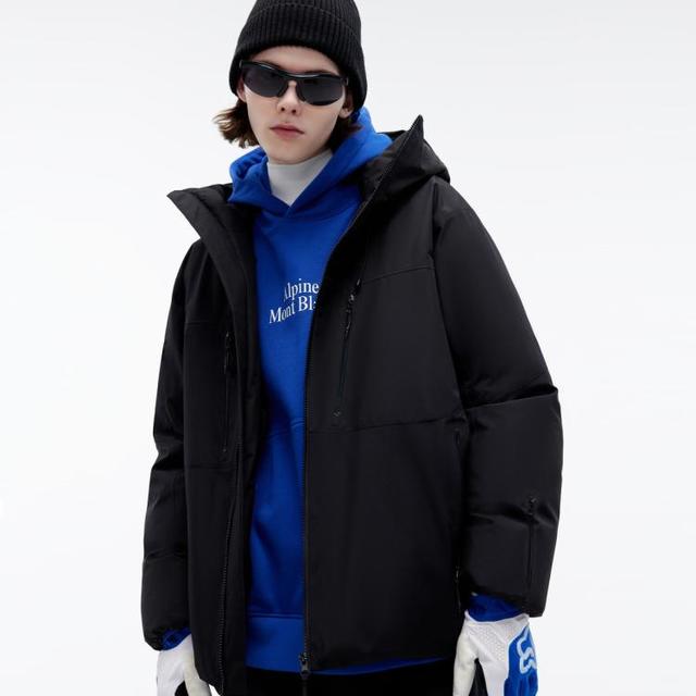 太平鸟 【800+高蓬】90%绒连帽机能风后背刺绣男式羽绒服