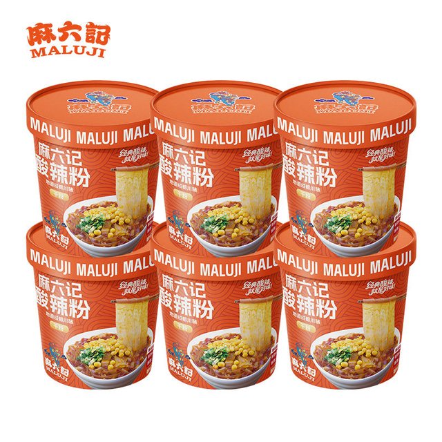 麻六记 酸辣粉干宽粉 151g*6桶