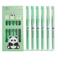 真彩（TRUECOLOR）熊猫直液式走珠笔中性笔刷题签字笔初中生考试速干顺滑针管头黑色高颜值热门商品6支/盒9215A 熊猫之家-速干大容量（6支）